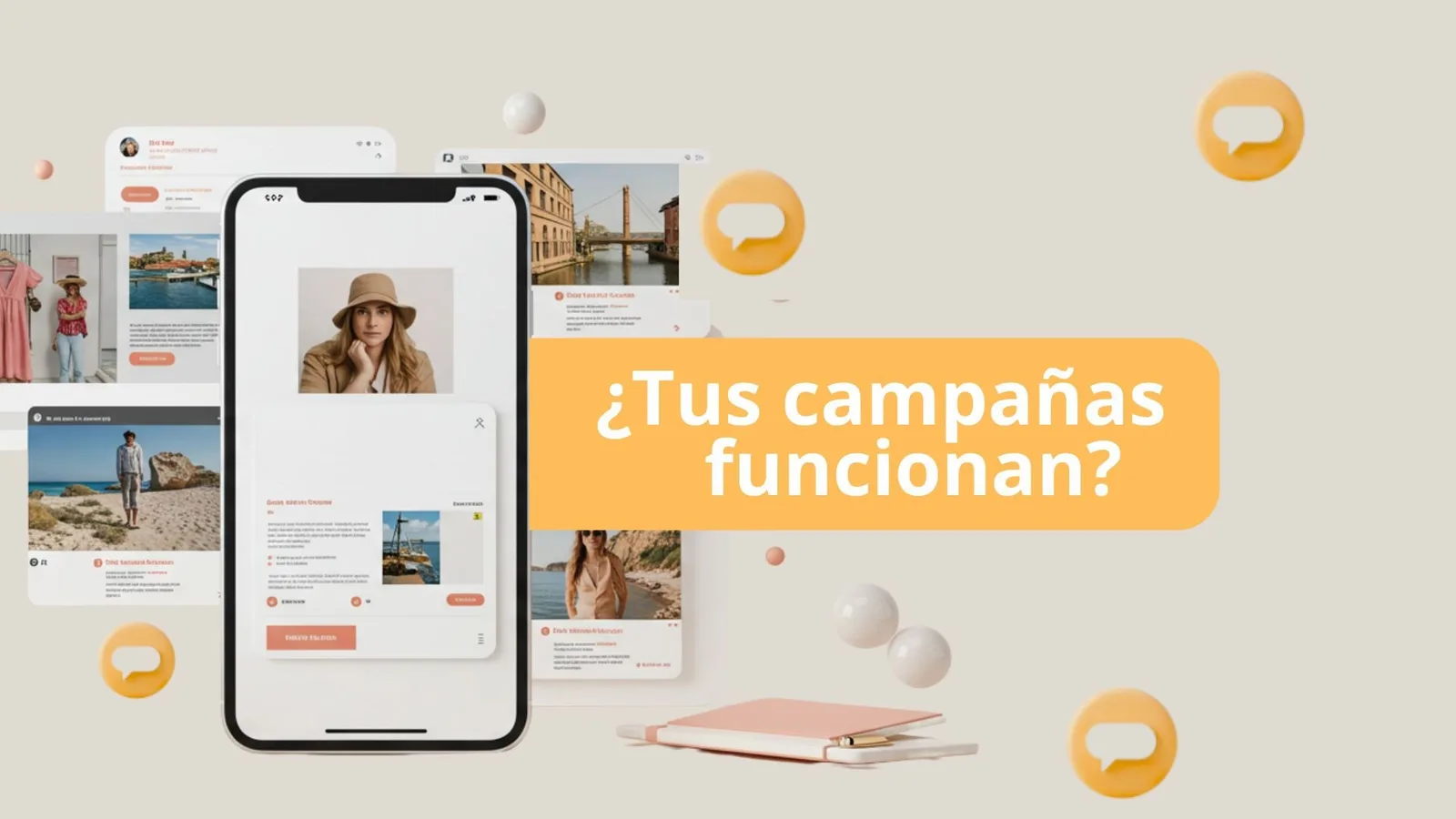 Teléfono con publicaciones de redes y la pregunta de si las campañas funcionan.